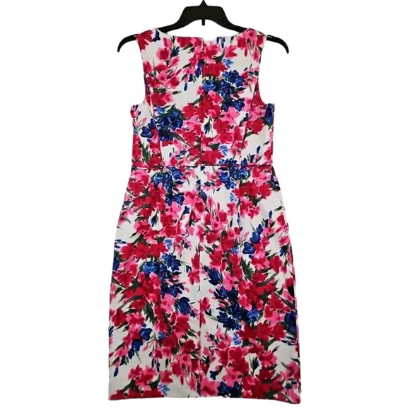 TALBOTS ~Woman Size 8~ White Floral Cotton Dress Fully Lined NWOT. - Picture 3 of 9